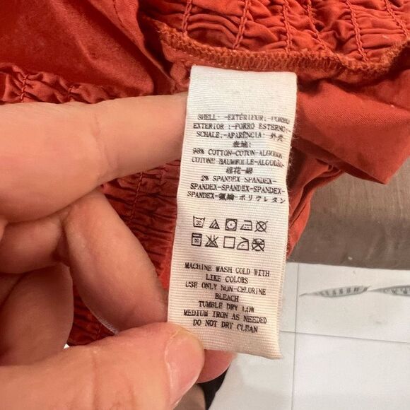 FREE PEOPLE WOMEN'S HOLD ON burnt orange smocked MINI DRESS size xs - Picture 10 of 12